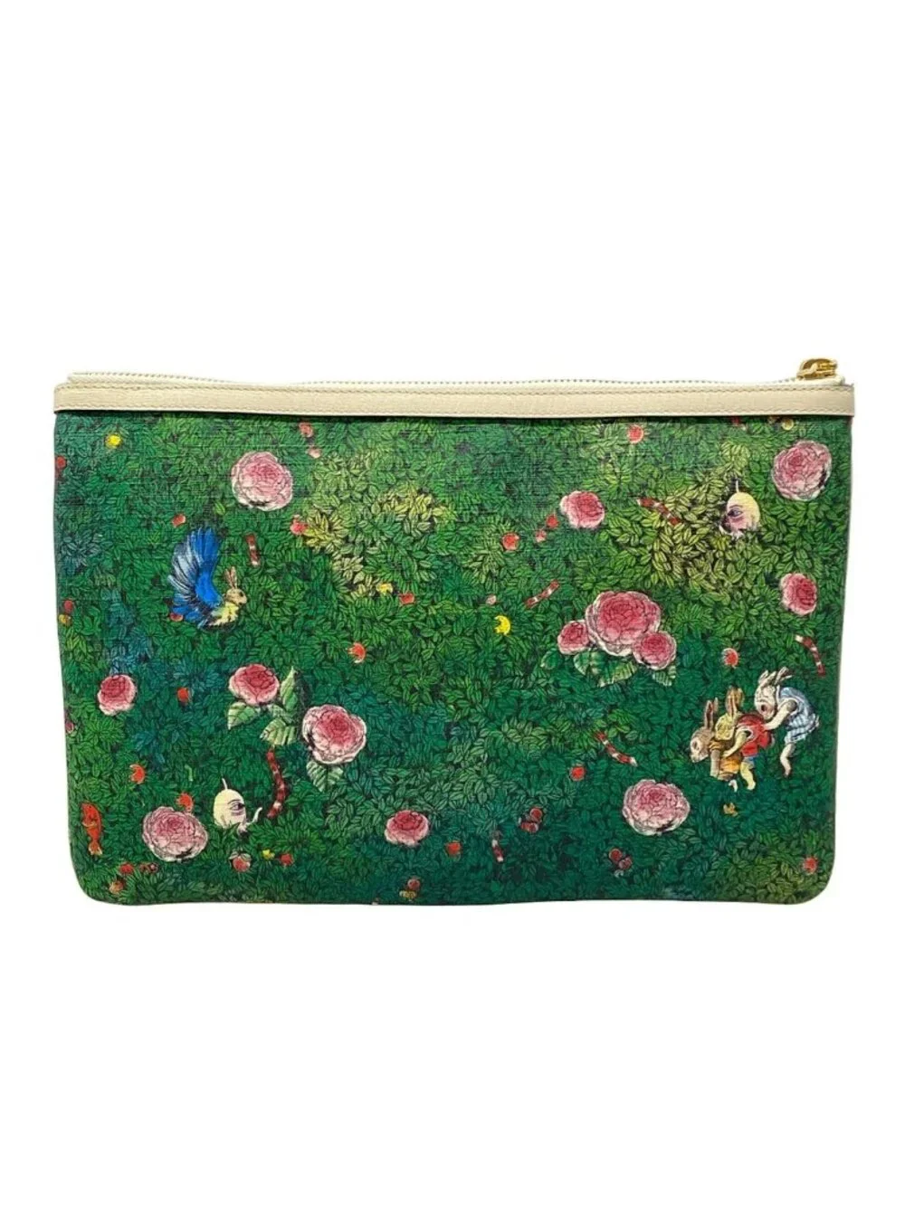 Gucci Clutch Ophidia Yuko Higuchi Green Ivory Multi Leather